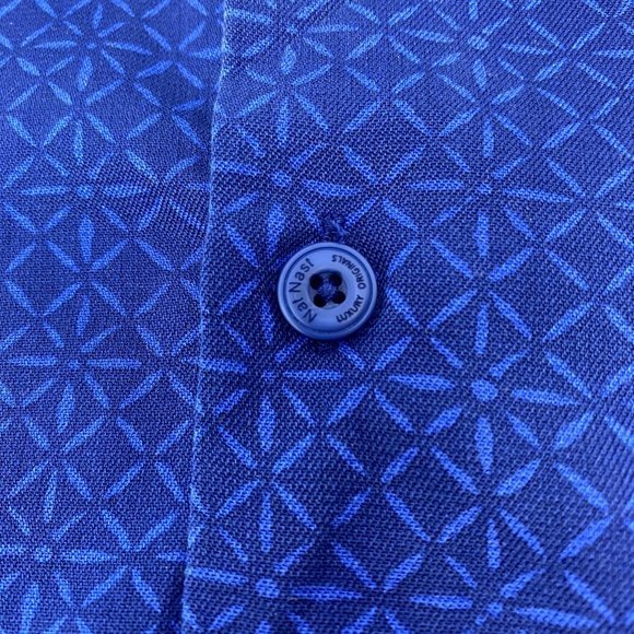Nat Nast Mens‎ Shirt Size Large Short Sleeve Button Up Blue Silk blend - Picture 6 of 8